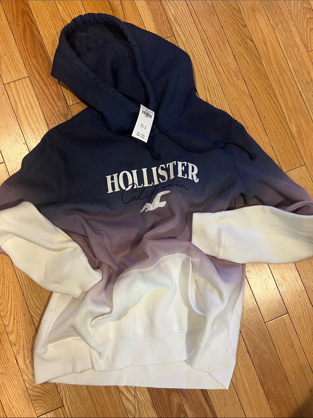 Hollister Navy to White Ombre Crewneck Sweatshirt